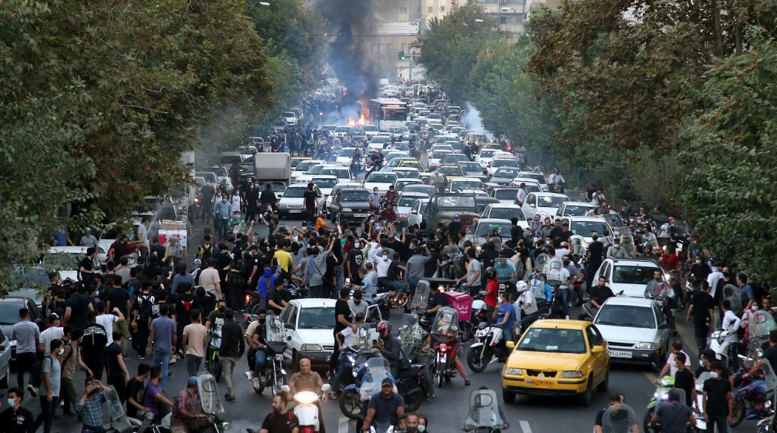 Photo: In this Sept. 21, 2022, photo taken by an individual not employed by the Associated Press and obtained by the AP outside Iran, protesters chant slogans during a protest over the death of a woman who was detained by the morality police, in downtown Tehran. The regime cut Iranians’ access to Instagram, one of the few Western social media platforms still available in the country, following days of mass protests.