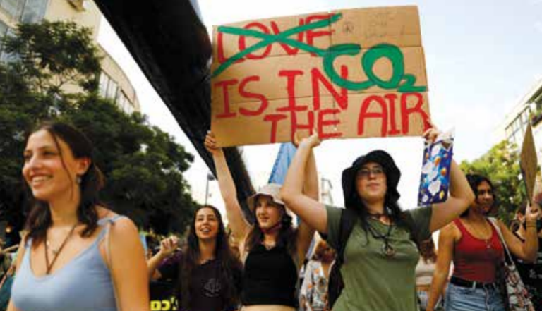 Photo: People protest against global warming in Tel Aviv on October 29, 2021. Source: Corinna Kern/Reuters