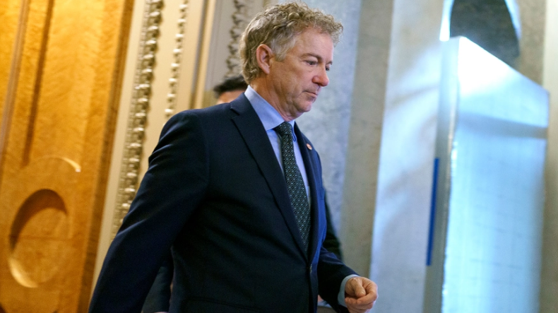 Sen. Rand Paul (R-Ky.) leaves the Senate chamber following a vote on a nomination, Dec. 15, 2022. Source: Greg Nash